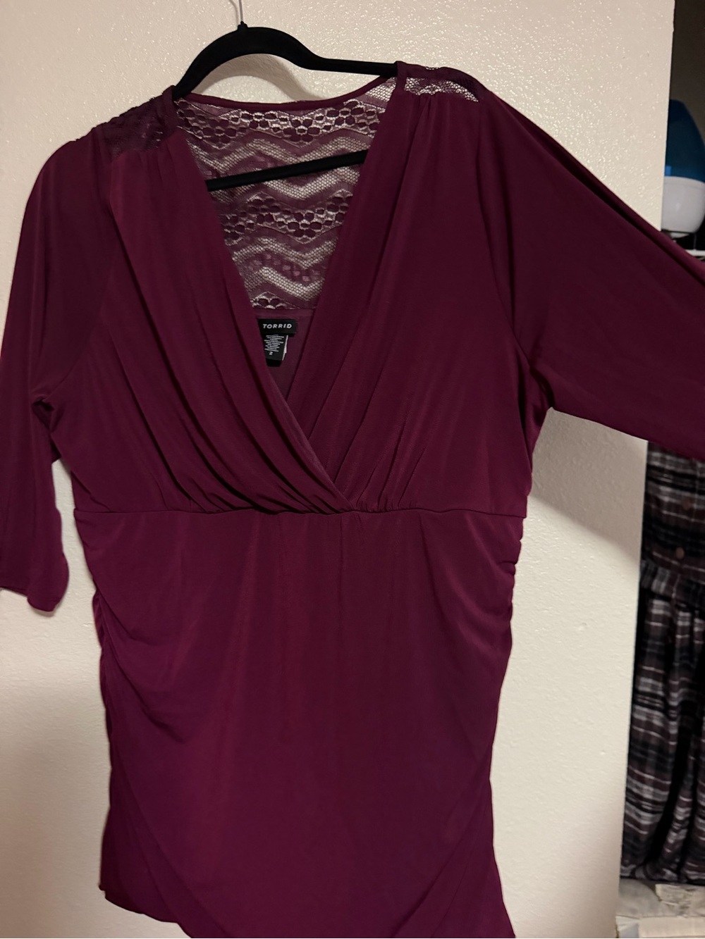 torrid Plum Lace-Back Surplice Wrap Top